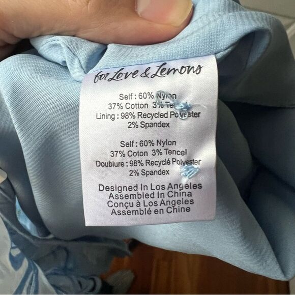 NWT For Love and Lemons Uma Blue Lace Removal Collar Crop Top Size Medium - Picture 8 of 8